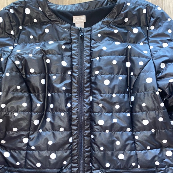 black and white polka dot winter jacket - Picture 2 of 4